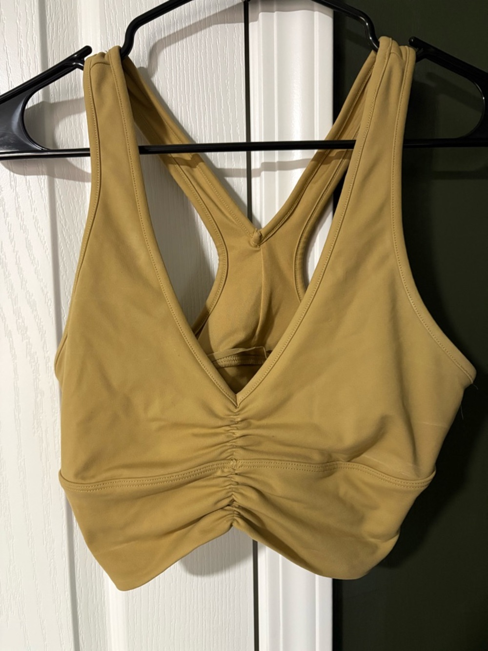 Small Mustard Yellow Alo Yoga V-Neck Sports Bra